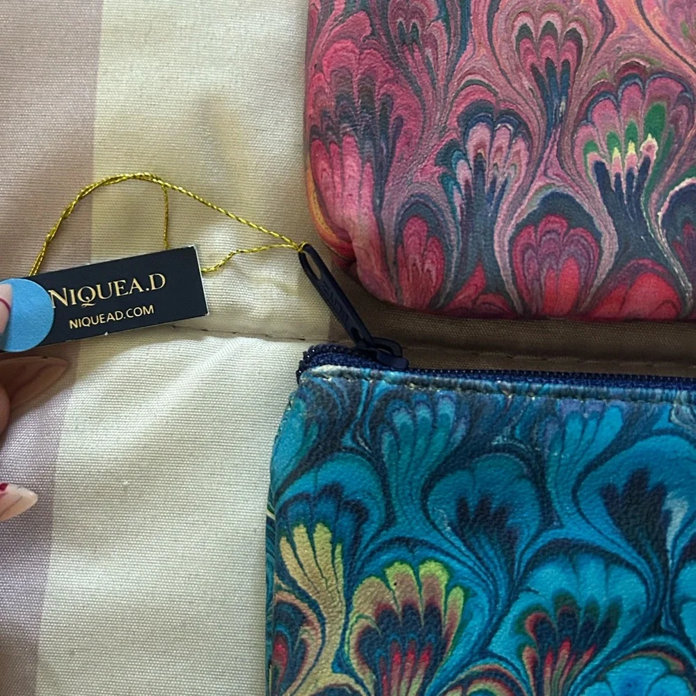 NWT Set of 2 Genuine Leather Pouches - made it Italy - NIQUEA.D